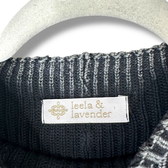 Leela & Lavender Washed Black Talk It Over Ribbed Mock Neck Sweater Top Small - Picture 3 of 6